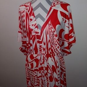 Red & White Vintage Style Maxi Dress 2X